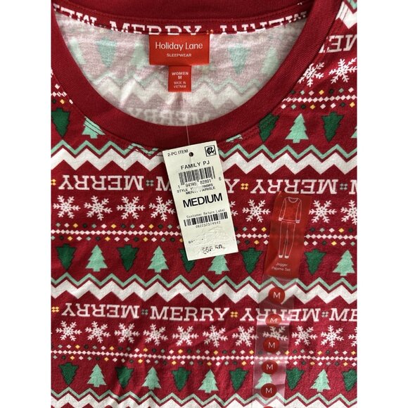 Holiday Lane Women’s Christmas Fair Isle Only Top – “Merry” Print – Red/Green M - Picture 4 of 5